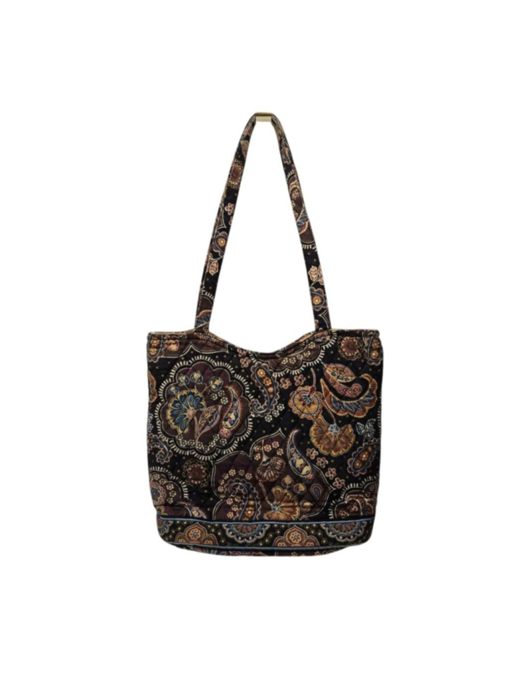 Vera Bradley Retired Kensington Tote Bag Black Brown 8 Pockets Cotton Quilted